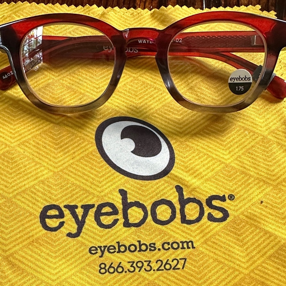 Eyebobs Red and Brown Glasses 1.75 READERS
